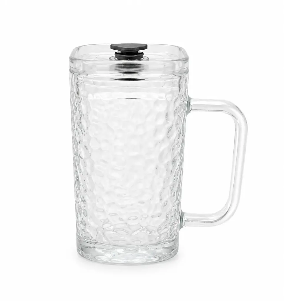 [1012] Square Glass Mug 250ml with Glass Lid & Sipper