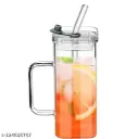 Square Glass Mug 250ml with Glass Lid & Sipper